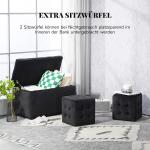 Sittkista Förvaringspall Mörkgrå av Mikrofiber och Skum för Vardagsrum 3-Delat Set med 2 Pallar 75 x 40 x 42 cm