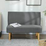 Soffa Loveseat Grå av Tyg med Manchesterlook och Trä för Vardagsrum 2-Sits Stoppad Soffa 110 x 62 x 85 cm