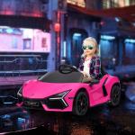 Barnelbil Elbil Barn Rosa av Plast för Barn 3-5 År 12V Fordon med 2,4G Fjärrkontroll och Musik 5 km/h
