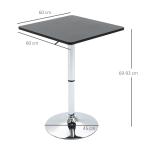 Höjdjusterbart Barbord, 360° Vridbart, Reptåliga Fötter, Stabil Metallbas, Svart/Silver