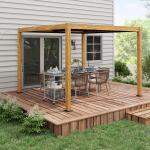Pergola Trädgårdspaviljong Natur av Aluminium och Tyg för Gård och Balkong Justerbart Tak med UV-Skydd Altanskydd 3 x 3 m