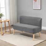 2-Sitsig Soffa i Tyg, Kompakt Tygsoffa med Träben, Bekväm Sittplats för Det Lilla Vardagsrummet, Ljusgrå, 117 x 56,5 x 77 cm