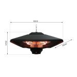 Altanvärmare Takvärmare med Fjärrkontroll LED-Belysning 2000 W Effektiv Uppvärmning för Terrass 43 X 43 X 25 Cm
