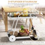 Serveringsvagn Utomhusvagn Svart Vit av Stål och Metall för Trädgård och Terrass 2-Vånings Vagn med Vinställ Robust 86,5 x 51 x 78 cm