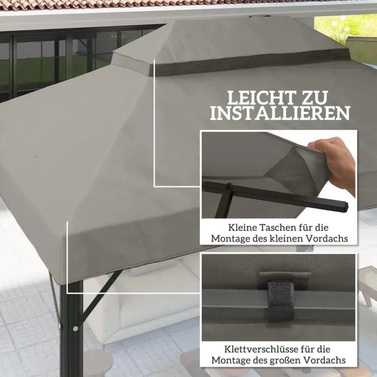 Ersättningstak för Paviljong Dubbeltak Ljusgrå 3 x 4 m