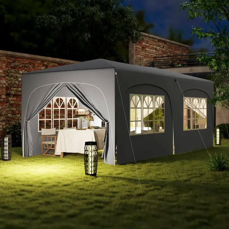 Trädgårdspaviljong Pop-up Partytält Ljusgrå 3 x 6 m