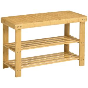 Skobänk Garderobsbänk Natur av Bambu för Hall och Entré med 3 Nivåer Skoställ för 6 Par Skor Praktisk Förvaringslösning 70 x 28 x 45 cm