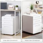 Rullcontainer Arkivskåp Kontorscontainer 3 Lådor Stål Vit 39 X 48 X 59 Cm