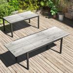 Matbord Utdragbart för 6–8 Personer i Modern Design för Utomhusbruk Hållbar och Stabil Grå Aluminium och Stål med Trälook