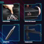 Gamingstol med Kattöron och Utdragbart Fotstöd samt Lutningsbart Ryggstöd för Spel Ergonomisk Rosa och Svart Tyg 120 kg