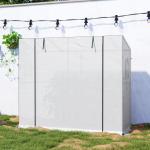 Växthus Tomathus Folieväxthus med Rulldörr Vit av Stål och Plast för Balkong och Trädgård Vintersäkert Växthus 200 x 76 x 170 cm