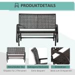 Gungbänk i Konstrotting 2 Personer, Bekväm Trädgårdssoffa med Gungmekanism, Väderbeständig Loveseat för Uteplatsen, Grå, 70 x 120 x 84 cm