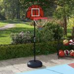 Basketkorg Basketstativ Svart Röd av Metall och Plast för Inomhus och Utomhusbruk Höjdjusterbar med Stativ 129-179 cm