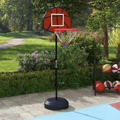 Basketkorg Basketstativ Svart Röd av Metall 129-179 cm