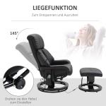 TV-Fåtölj Relaxstol Svart av Konstläder för Vardagsrum med Liggfunktion och Djup Stoppning 360° Vridbar Bekväm 76 x 80 x 102 cm