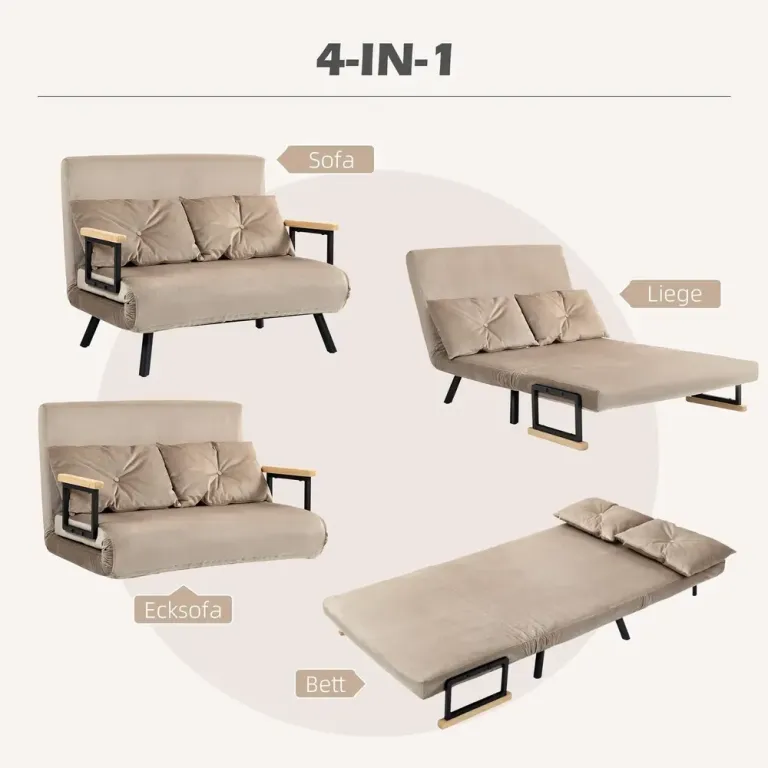 Bäddsoffa 2-Sits Soffa Ljusbrun 102 x 73 x 81 cm