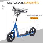 Barnsparkcykel med Bakbroms, Kickboard, Höjdjusterbar, Stål, EVA, Blå, 120 x 52 x 80–88 cm