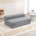 Bäddsoffa 2-Sits Soffa Grå av Sammetslook och Trä för Vardagsrummet Stoppad Soffa med Sängfunktion och Justerbart Ryggstöd