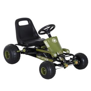 Sportig Gokart Pedalfordon med Handbroms och Ergonomisk Sits Säker Leksak för Aktiva Barn Grön 99 X 65 X 56 Cm