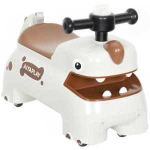 Gåbil Dino-Design Gräddvit och Brun Plast för Barn Leksaksbil med Ljud och Ljus Säker Konstruktion med 4 Hjul Rolig Lek