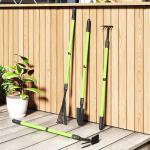 Trädgårdsredskapsset 4 Delar med Spade, Trädgårdshacka, Kratta och Lövkratta, Grön