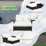 Loungesoffa Konstrotting 2-Sits med Fotpall och Dynor Modulär Design för Avkoppling på Terrassen Brun