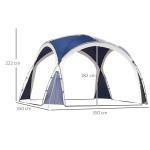 Kupoltält Campingtält Blå av Polyester för 6-8 Personer Trädgårdstält Partytält för Terrass Rymlig Design 3,5 x 3,5 x 2,22 m