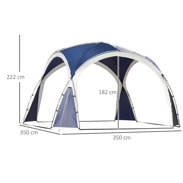Kupoltält Campingtält Blå av Polyester 3,5 x 3,5 x 2,22 m