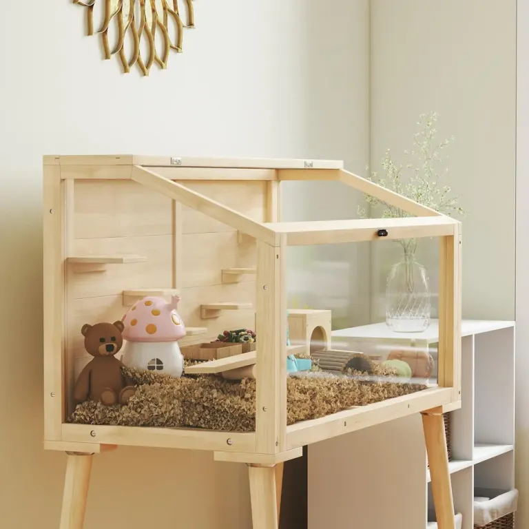 Smådjursbur Hamster Naturfärgad Trä och Plast 101 Cm