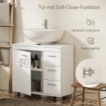 Tvättställsskåp Underskåp Vit MDF för Badrum Förvaring med 3 Lådor och Hyllor Modern Design Fukttålig