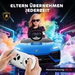 Elbil Barn 12V Blå Plast för Barn Sportbil med Fjärrkontroll och LED-Ljus Musikspelare och Dubbla Motorer Rolig Körning