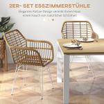 Köksstolar 2-pack i Bohostil med PE-rotting för Matsal och Kök Ergonomisk och Hållbar Natur och Vit Rotting och Metall 56 x 60 x 79 cm