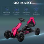 Gokart Trampbil för Barn Rosa av Metall och Plast för Barn 3-8 År Trampbil med Handbroms och Justerbart Säte