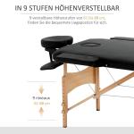 Hopfällbar Massagebänk Svart av Konstläder och Trä för Wellness och Terapi Bärbar med Nackstöd Höjdjusterbar Bekväm Design