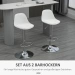 Barstolar i Konstläder 2-Pack, Snurrbara Köksstolar med Ryggstöd, Justerbar Höjd och Bekväm Sits, Vit, 40 x 42 x 82-104 cm