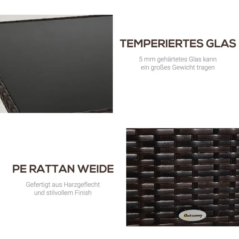 Trädgårdsbord med Glasskiva i Konstrotting 150x85 cm