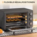 Miniugn Bordsugn med Grillgaller Grå av Rostfritt Stål för Kök Liten Ugn med Timer och Bakplåt 21 l 1400 W