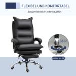 Ergonomisk Kontorsstol med Armstöd och Fotstöd, Höjdjusterbar Snurrstol i Konstläder, Vadderad Datorstol, Svart