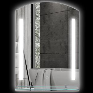 Badrumsspegel Väggspegel Silver av Glas och Aluminium för Badrum LED Belysning med Touch 50 x 70 cm