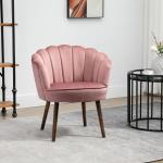 Klädd Matsalsstol i Rosa Tyg, Bekväm Kökstol med Ryggstöd och Träben, Elegant Fåtölj för Vardagsrum, Rosa, 66 x 72 x 79 cm