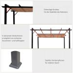Pergola med Justerbart Tak, Modern Trädgårdspaviljong i Aluminium, Skapar Skugga och Rumskänsla på Uteplatsen, Grå/Brun, 3 x 4 m
