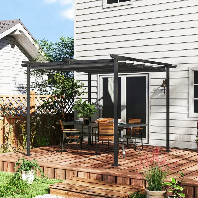Pergola Trädgårdspaviljong med Tak Mörkgrå 3 x 3 m
