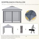 Lusthus Paviljong Pop-Up Partytält Grå av Oxford Tyg och Metall för Trädgård och Camping Tält med Myggnät och Väska 3 x 3 m