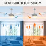 Takfläkt Taklampa med Fläkt och Belysning Vit av Plast och Metall för Vardagsrum och Matsal Lampa med Fjärrkontroll och Timer