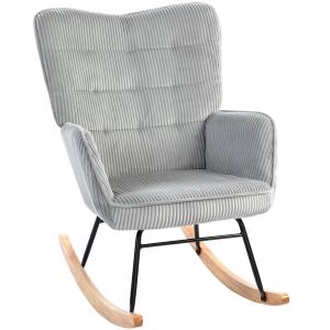 Gungstol Relaxstol Ljusgrå av Manchesterlook och Trä för Sovrum Bekväm Fåtölj med Medar
