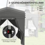 Lusthus Paviljong Pop-Up Partytält Mörkgrå av Polyester och Metall för Trädgård och Camping Vintertätt Tält med 4 Sidopaneler 2,5 x 2,5 m