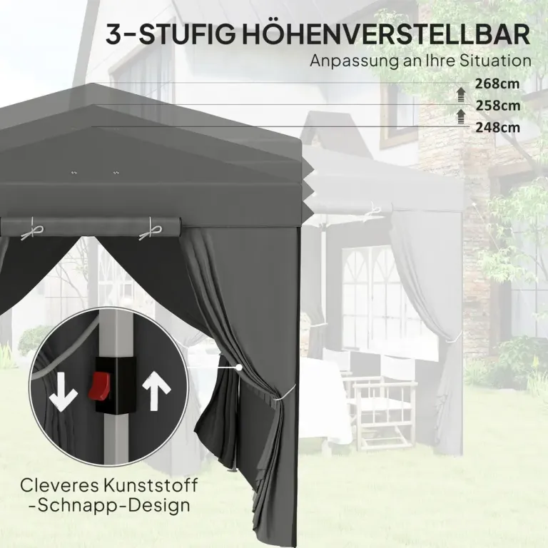 Trädgårdspaviljong Pop-up Partytält Mörkgrå 2,5 x 2,5 m