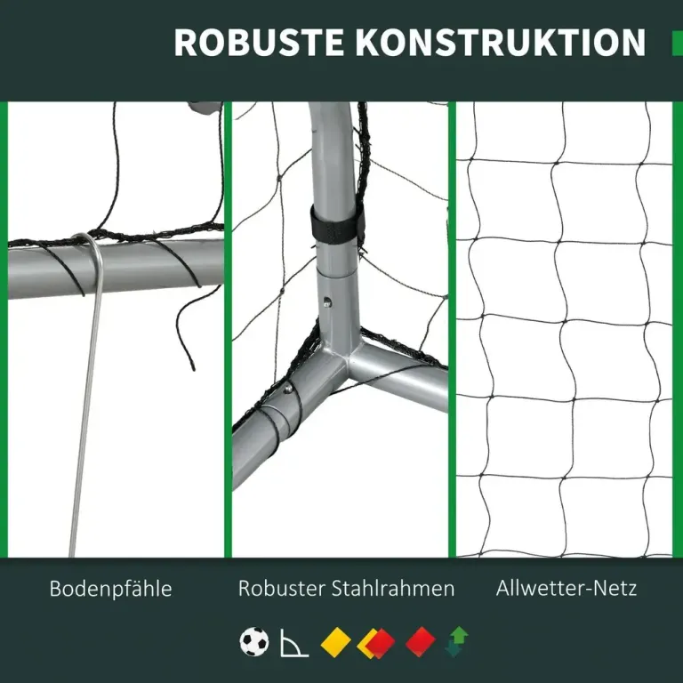 Fotbollsmål Träningsmål Grå av Stål 300 x 120 x 200 cm