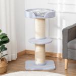 Kattträd 91 cm, Katttorn med Sisalstolpar, Plattform och Kudde, Kattskrapstolpe på Flera Nivåer, för Medelstora Katter, Ljusblå