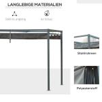 Pergola Lusthus Altanskydd med Skjuttak Väderbeständig Polyester för Trädgård och Terrass Grå 298 X 213 X 221 Cm